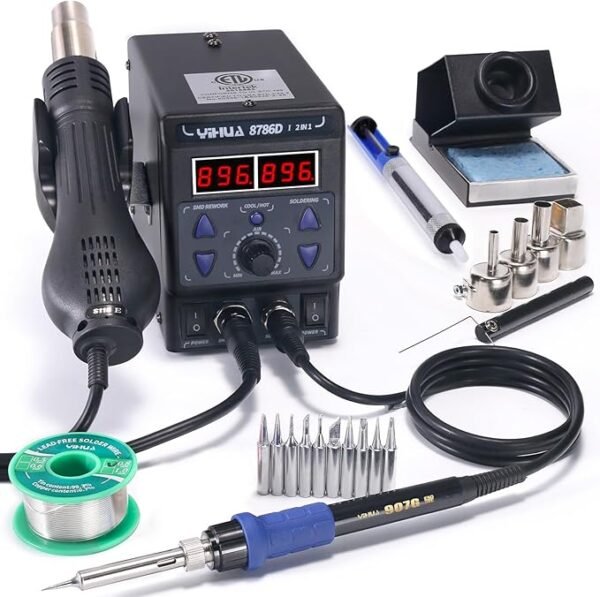 YIHUA 8786D I 2 in 1 Hot Air Rework and Soldering Iron Station with °F /°C, Cool/Hot Air Conversion
